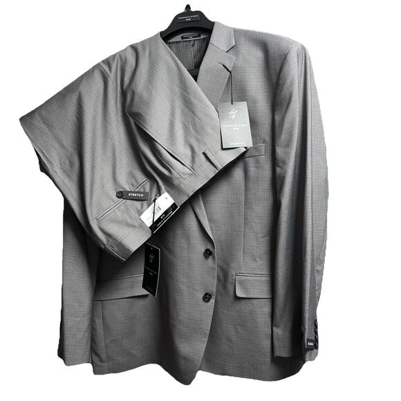 NWT 2pc Shaquille O’Neal XLG Gray Big & Tall Stretch Suit Men’s Sz 56 Long 48x32 - Picture 1 of 14